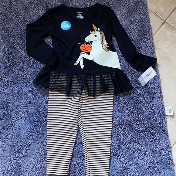 🎃New Carters Halloween Black Unicorn Sparkle Glitter Set - Picture 5 of 8